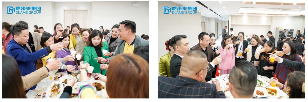 晚宴，珍饈佳肴，大家一起開懷暢飲